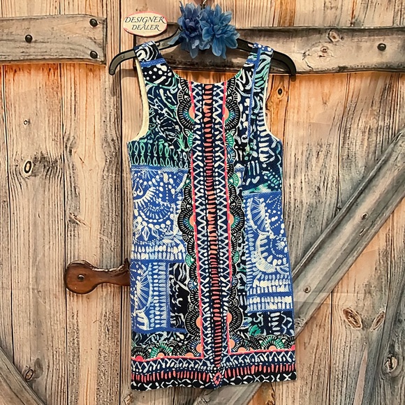 LILLY PULITZER Sleeveless Sheath Dress Size 0 Blues & White - Picture 1 of 12